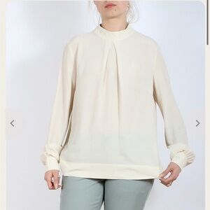 Just Female Catlin Blouse Mock Neck Button Back Size Small